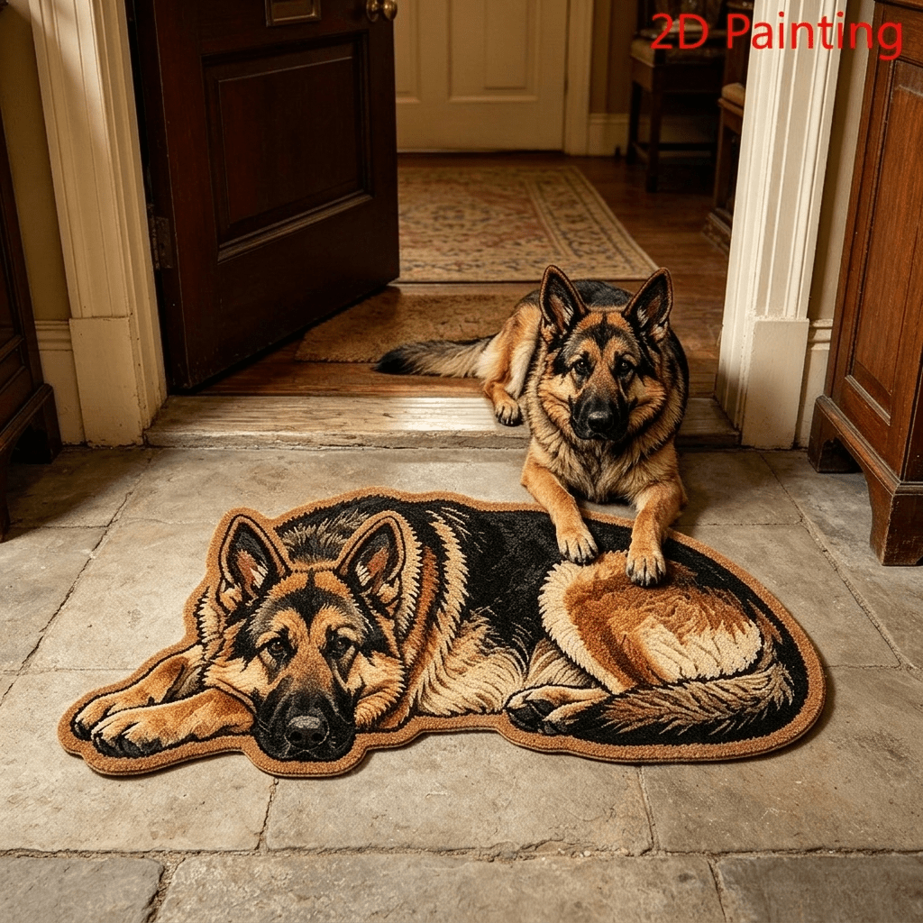 TEMU 2d Flat, 1pc Velvet 850g/ã¡ 9mm Bathroom Anti-slip Mat, Thin Velvet 2d Printed Non-long Pile American Realistic Style Bedside Bay Window Rug,