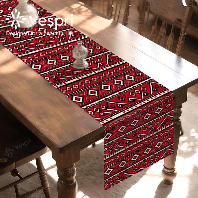 TEMU Ethnic Geometric Pattern Table Runner, Decorative Tablecloth, Artistic Desktop Decoration For Dining And Living Room, Bohemian Style Long Table