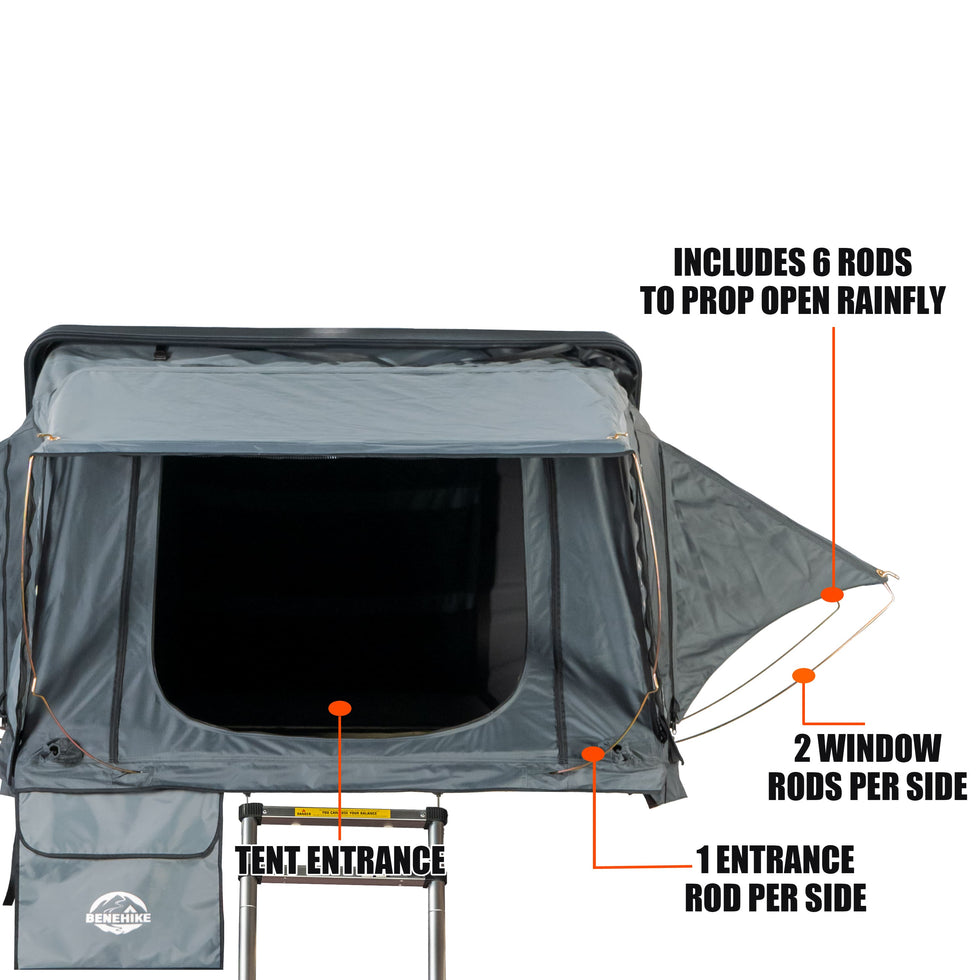 bivvyy v2 quick   up hardshell roof top tent heavy duty suv truck roof tent with tent fly weather camping shelter vehicle mounted for setup zippered door no external poles required Product details 0