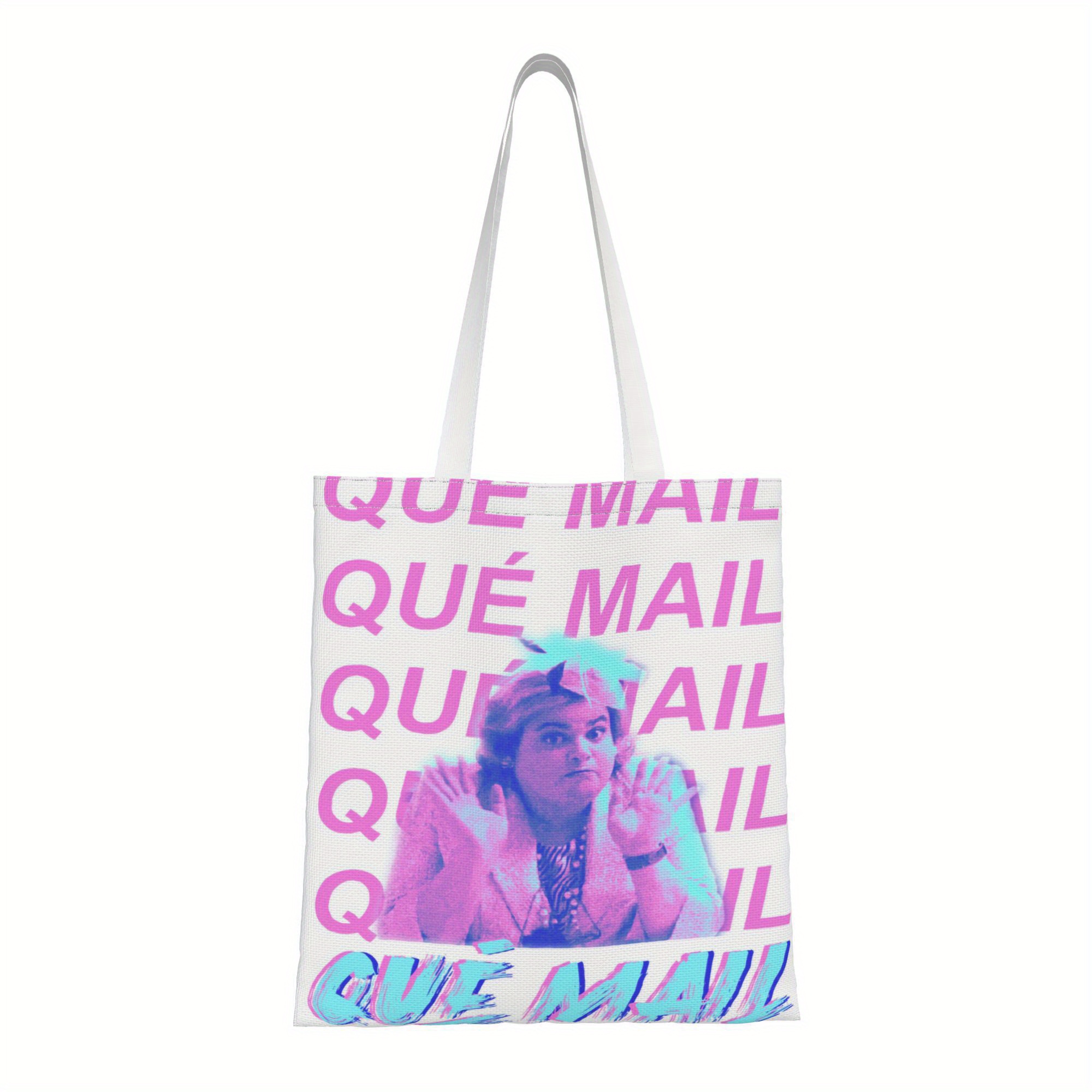 TEMU 1 pieza, Diseño con estampado de cara. Bolsa tote en el anime "What Mail" de Salas - Bolsa de compras duradera y reutilizable con diseño de neón