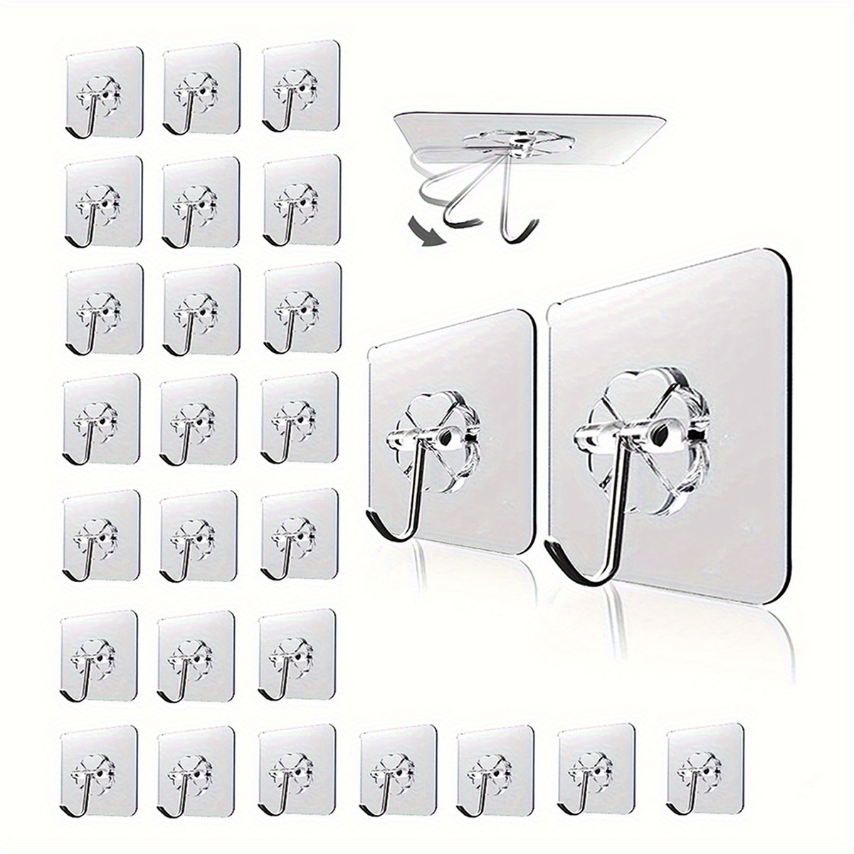 

30pcs Strong Hook, Self Adhesive Wall Hook, Waterproof Hanging Hook, Tile Wall Hanging, Wall Hooks , Bathroom Toilet Wall Traceless Storage Hook, Multifunctional Hanging Storage Wall Hook, Style