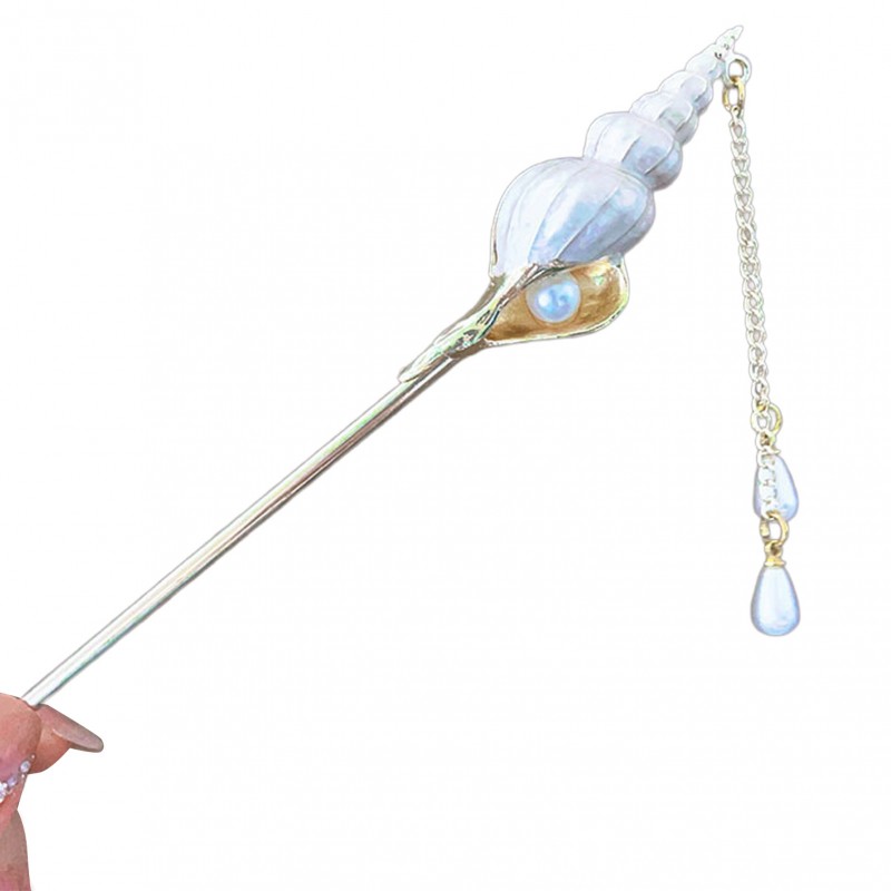 Chinese Style Waves and Conch Design Metal Hairpin, Vintage Look