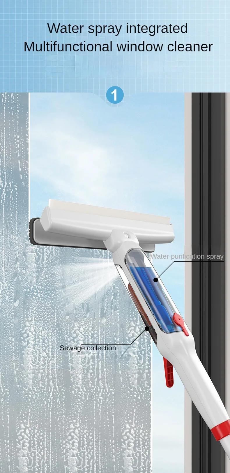 extendable window cleaning wiper 74 8 inch long handle multi function spray and water purification plastic material for home and car use ideal for high   glass kitchen bathroom toilet cleaning tools details 3