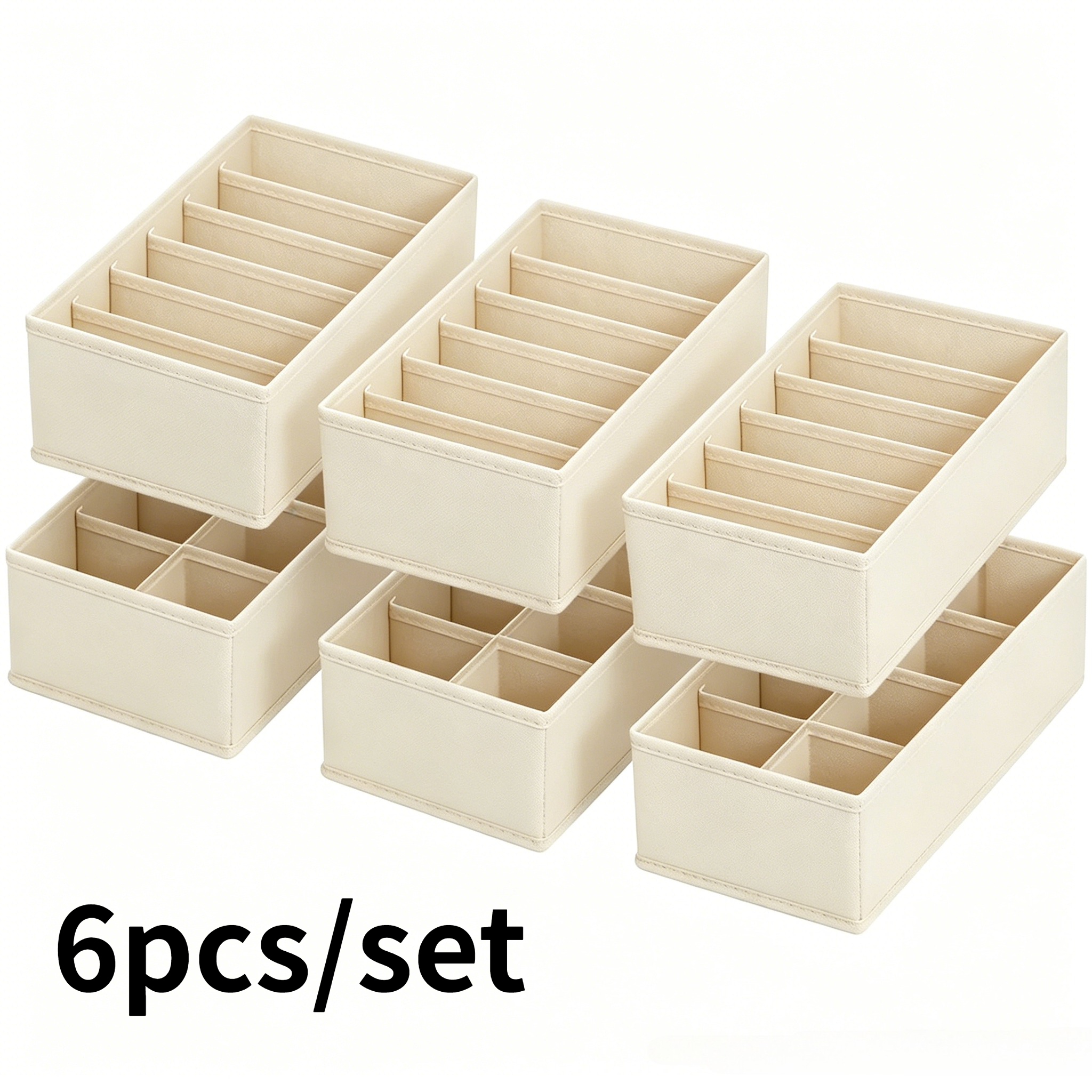 6-Pack Foldable Open Drawer Storage Boxes for Underwear & Socks
