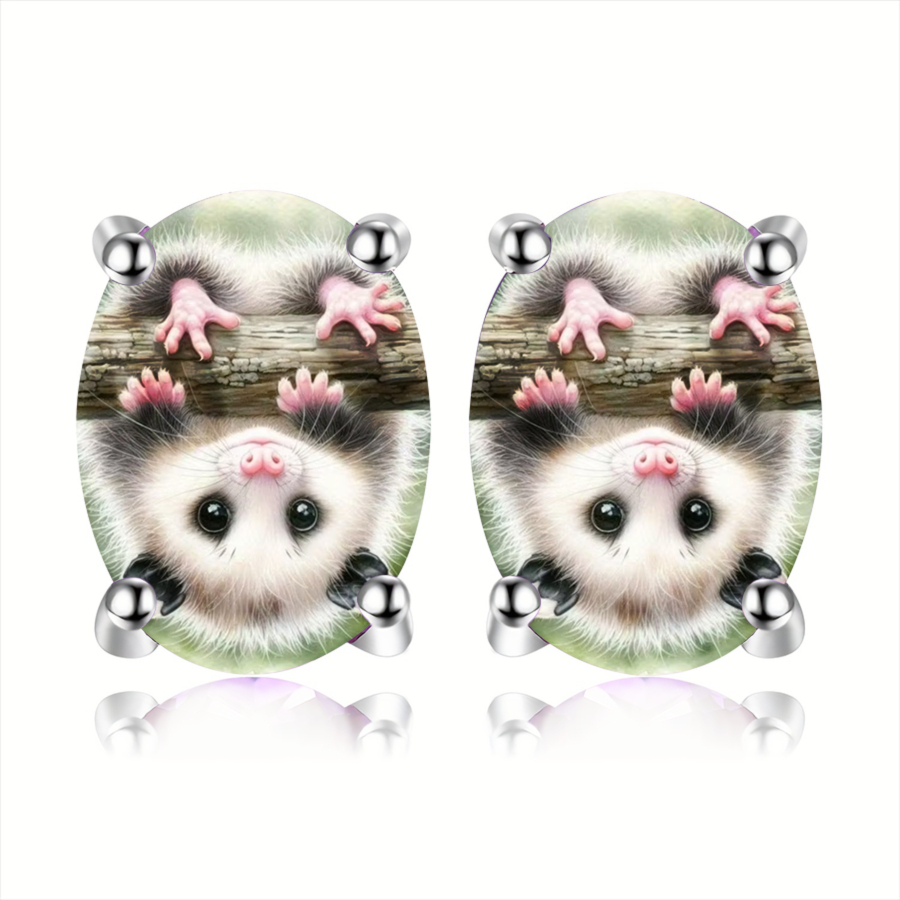 TEMU 2pcs Possum Earrings Suitable For Year Round - Possum Jewelry For, Wildlife Animal Earrings, Elegant & Luxurious Possum Studs For Daily Wear,