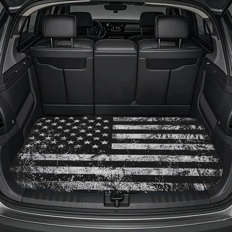 1pc Distressed American Flag Car Trunk Mat, 2d Plane Print Patriotic Stars And , 100% Non-slip Cargo Liner, Durable Car Interior Accessories For Suv Truck Protection