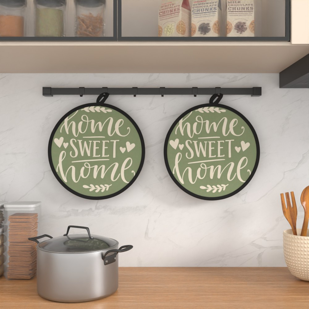TEMU 2pcs 8x8 Inches Kitchen Popular Image Easy Green Kitchen Counter Protector Round Mat For Cooking Baking Pot Fruit Plate And Tableware Decor