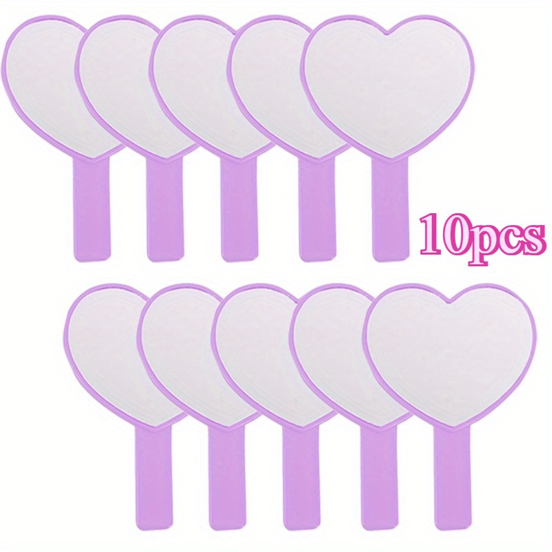 

10 miroirs à main miniatures en de cœur violet, polie portable, parfum, montage sur commode, thème de , cadre en plastique, aucune pile , cadeau idéal