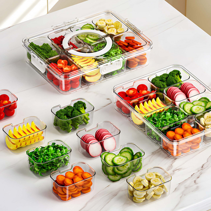 Transparent Compartment Fresh Keeping Box Kitchen