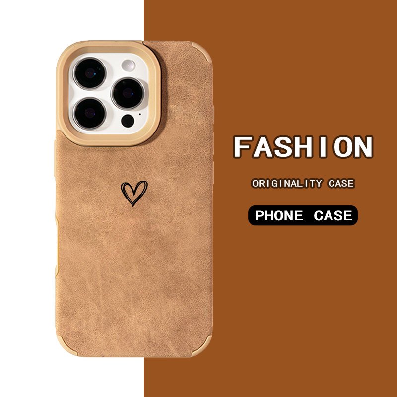 E-shop Handyhülle - Minimalistische High-End Romantische Kleine Herz Muster Kunstleder Textur TPU Handyhülle für iPhone 16/16Pro/16Promax/16Plus/16E,