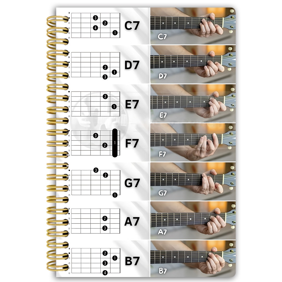 1pc Chord Chart Theme Cover Spiral Notebook|5.5x8.3in|50 Blank |suitable For Daily Writing, Note Taking, Office And Study Use| Enthusiast|christmas Gift
