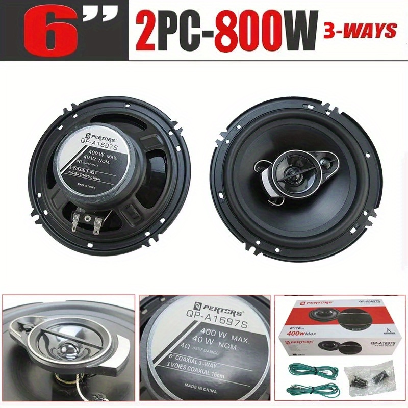 TEMU 1pair 6inch (2x 400w) 800w Car Stereo Speakers Coaxial Audio Car Speaker Quick Replacement Component Speaker Car Door Auto Audio Music Stereo