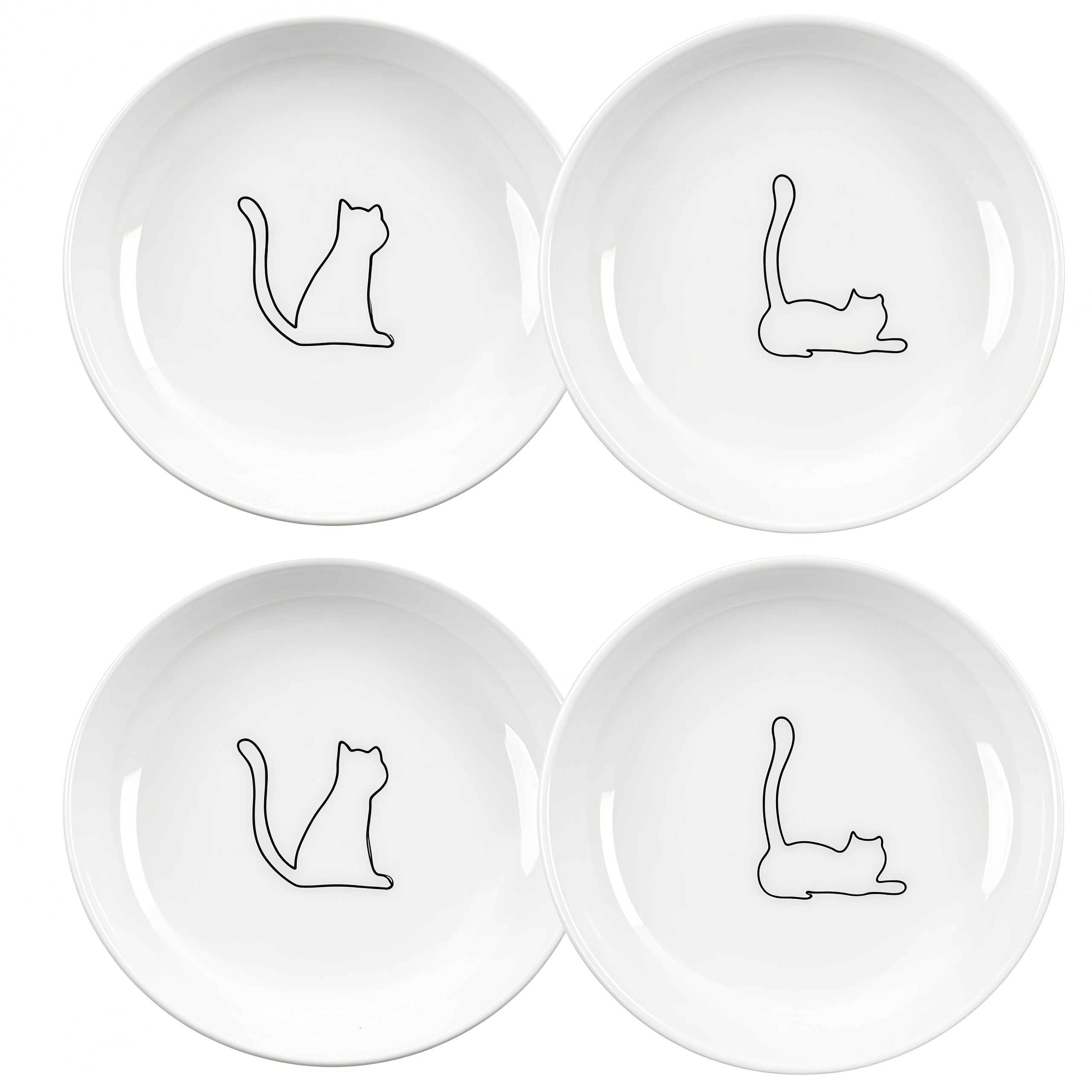 E-shop 4-teiliges Set aus verstärkten Keramik-Katzenschalen, mit breitem flachem Design, geeignet für Kätzchen erwachsene Katzen. Hergestellt aus