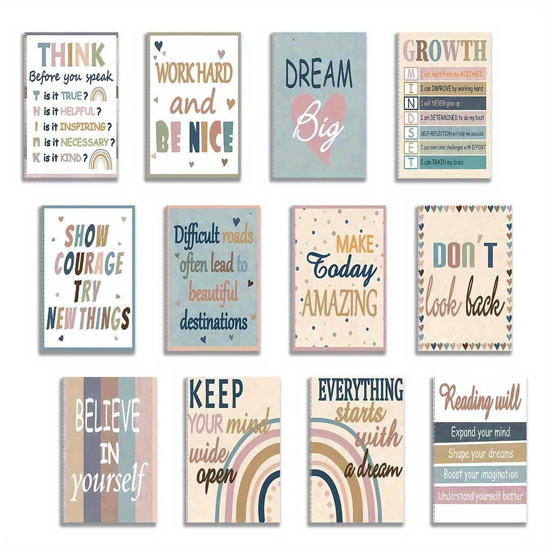 TEMU 12pcs Boho Inspirational Quotes Mini Notebooks Fun Notebooks Small Pocket Notebooks Office Gifts For School Teachers Bulk Prizes Travel Supplies