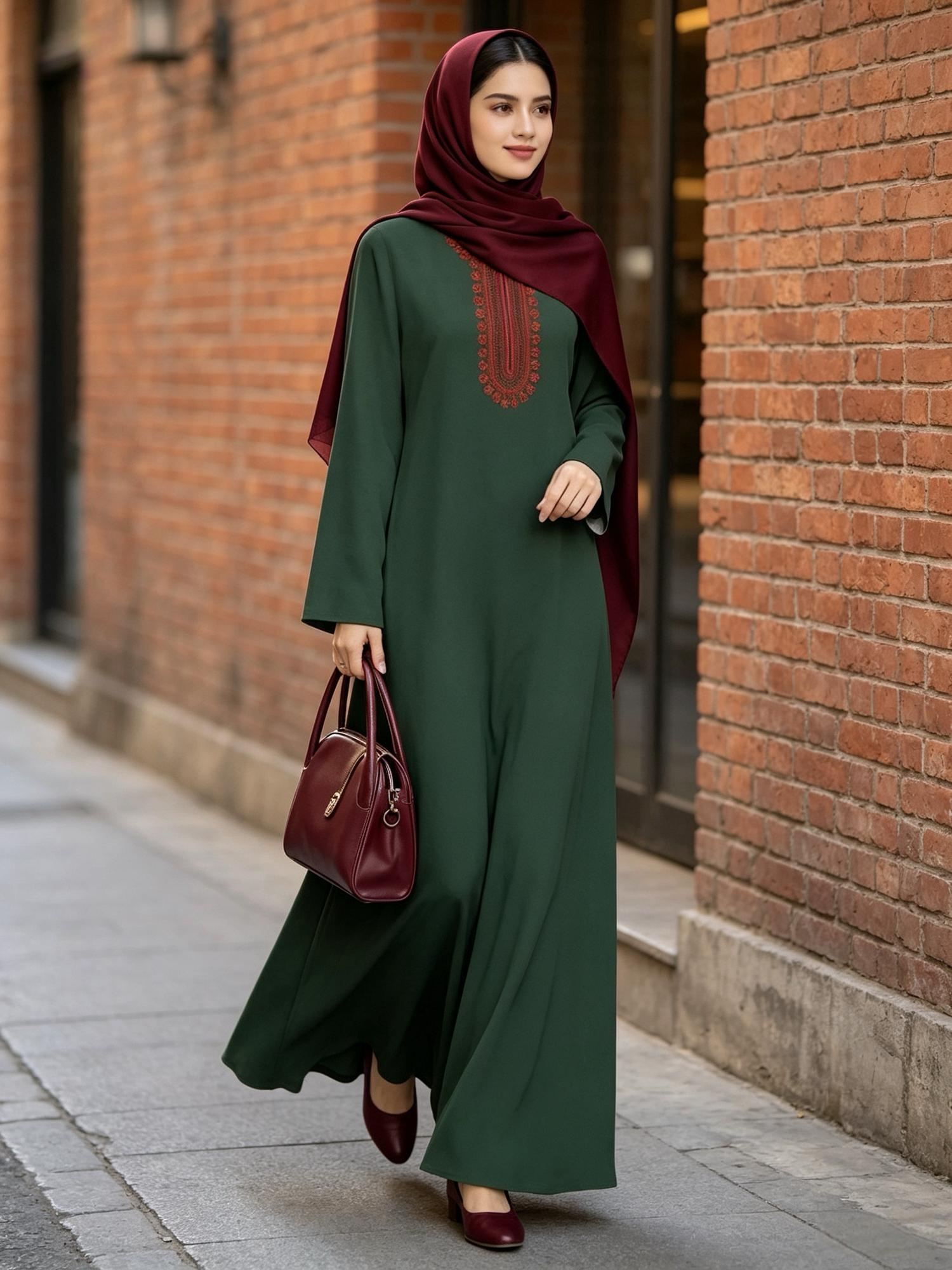 new summer comfortable breathable muslim womens robe middle eastern traditional cultural dress traditional ethnic style pattern print long sleeve design daily   long dress regular fit machine washable qm professional manufacturing 164786