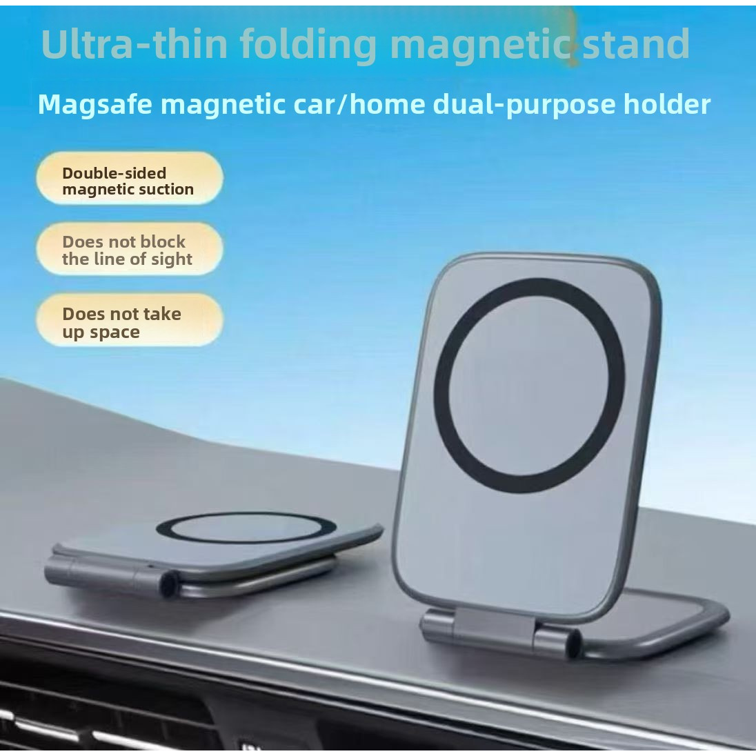 TEMU 2025 New Magnetic Phone Holder For With Vacuum Support, Foldable Anti-shake Stand