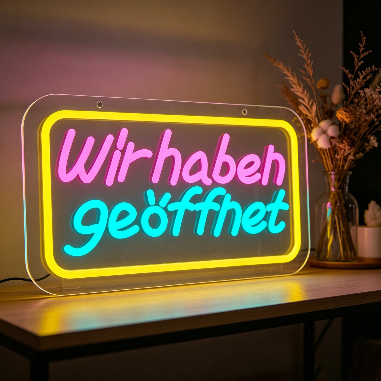 Image of We Have Neon Sign, Multicolor Led Open Sign For German Business, Usb Powered Neon Light For Coffee Shop, Bar, Cafe, Restaurant, Storefront Decor