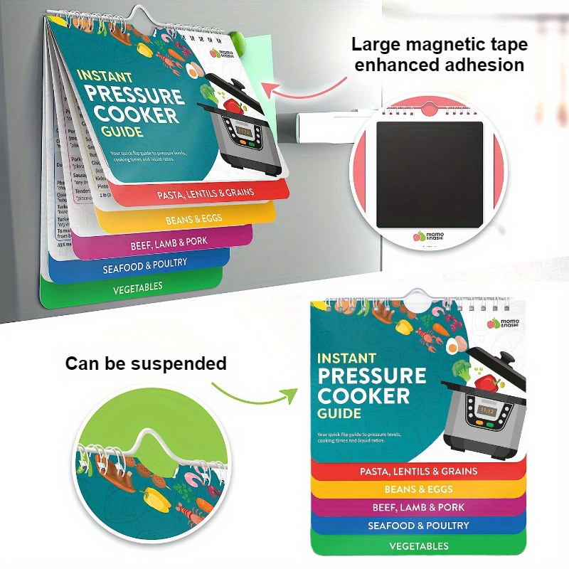 3-Pack Air Fryer Cooking Guides, KETO Food & Instant Pressure Cooker Reference, Magnetic Cheat Sheet Booklets with Cook Times Chart, Paper & PVC Material, Non-Food Contact, Mixed Color