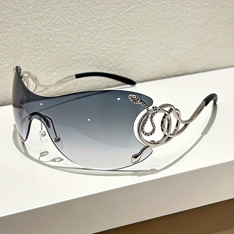 y2k style frameless glasses snake design hinges alloy - Temu