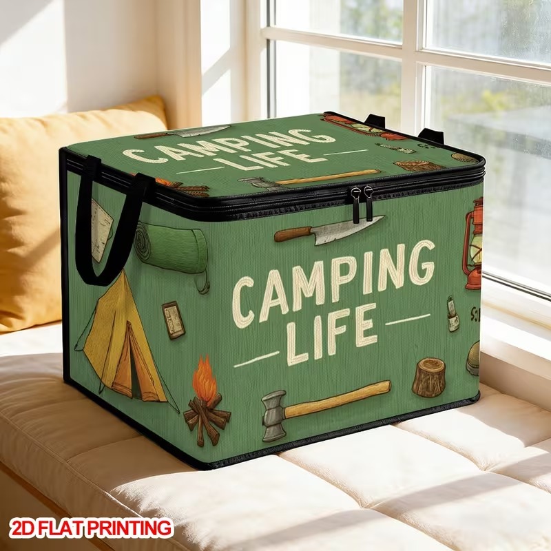 TEMU 1pc Camping Gear Storage Shelf Basket, Foldable Storage Box, Large Capacity, For Book Organization, Holiday Gifts, Office Storage, Under-bed