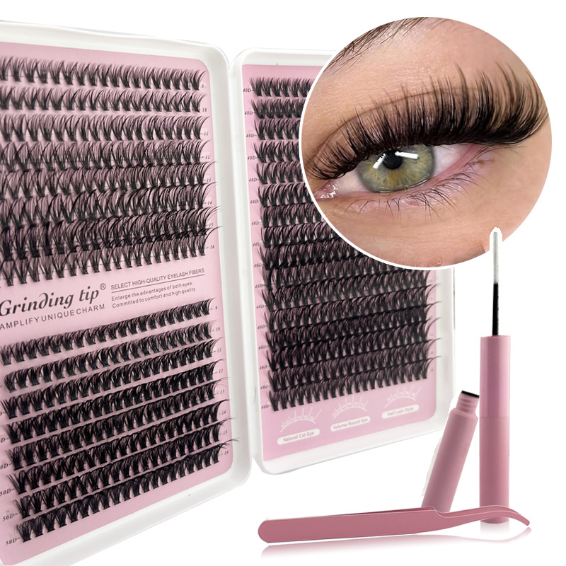 Image of A Set Of 640pcs (30/50d) Eyelash Extension Kit, Diy Eyelash Extension Tool Kit. Including Single Eyelashes, D- Eyelashes, Eyelashes Containing Adhesive, Makeup Agent, , And Brush.