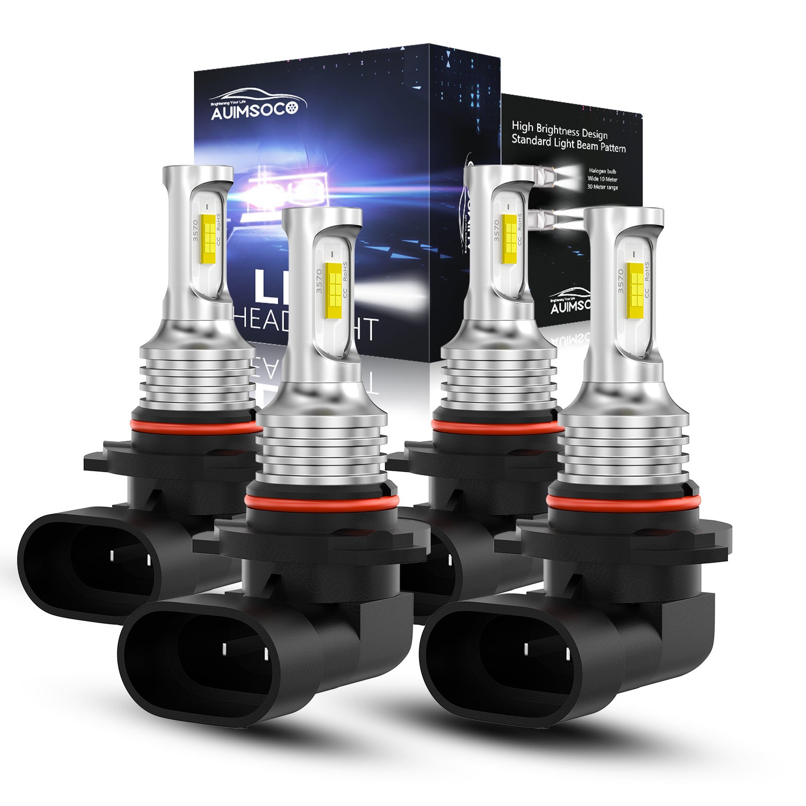 

2- 9005/hb3 9006/hb4 Led Headlight Bulbs, 6500k , 3000+ , , Fan-, & , Aluminum, For Car & Vehicles, No Battery Required