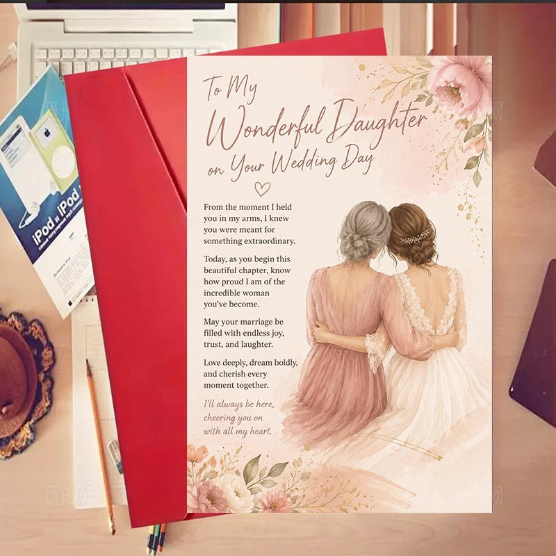 TEMU 1 Ensemble Cadeau de Mariage pour Fille - Carte de Message pour Mariés, Idéal pour les Mères pour