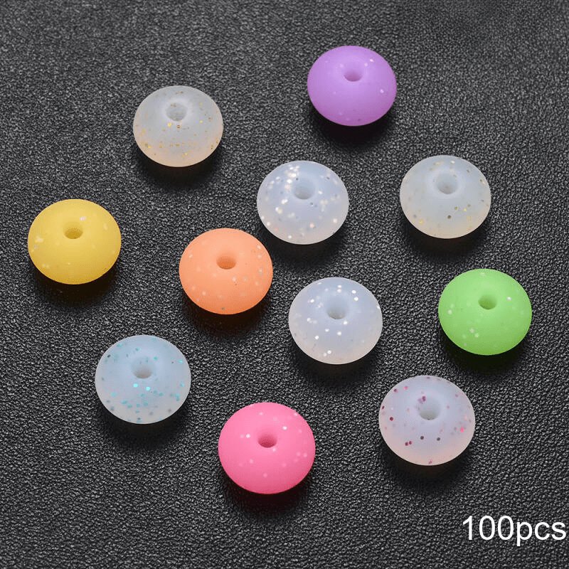 TEMU 100pcs 12Mm Perles d'abaque en silicone colorées, perles d'espacement libres, collier, bracelet, chaîne de téléphone portable, porte-clés,