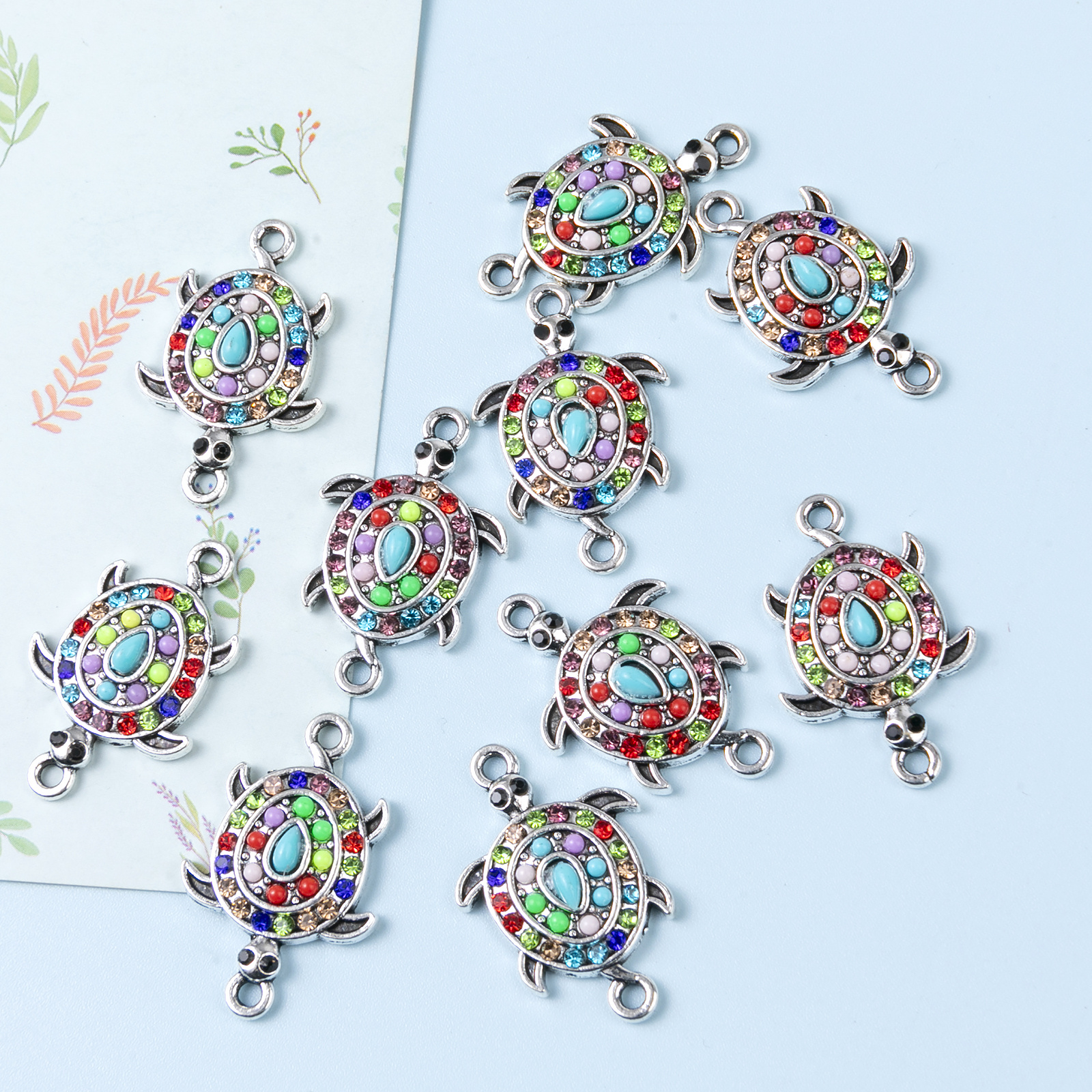 

10pcs Zinc Alloy Turtle Charms - Pendant Connectors For Jewelry, Bracelets & Accessories