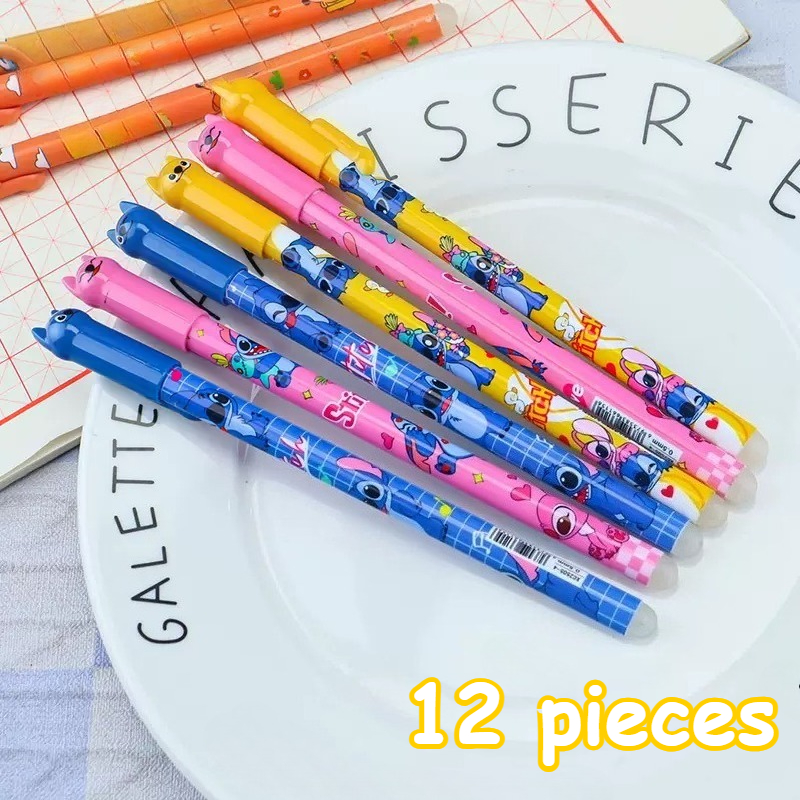 12pcs Blue Erasable Pen Set with Cartoon Pattern