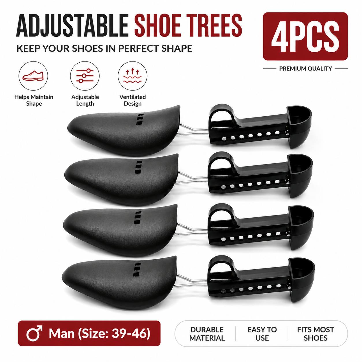 TEMU Lot de 4 Emballures à Chaussures Réglables, Étireurs Universels en Plastique pour Hommes et Femmes, Empêchent les Baskets, Chaussures et Bottes
