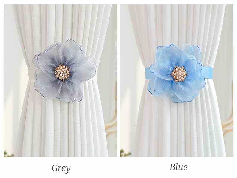 1pc elegant magnetic curtain tieback with 3d   polyester ribbon curtain holdback for bedroom and living room home decor details 7