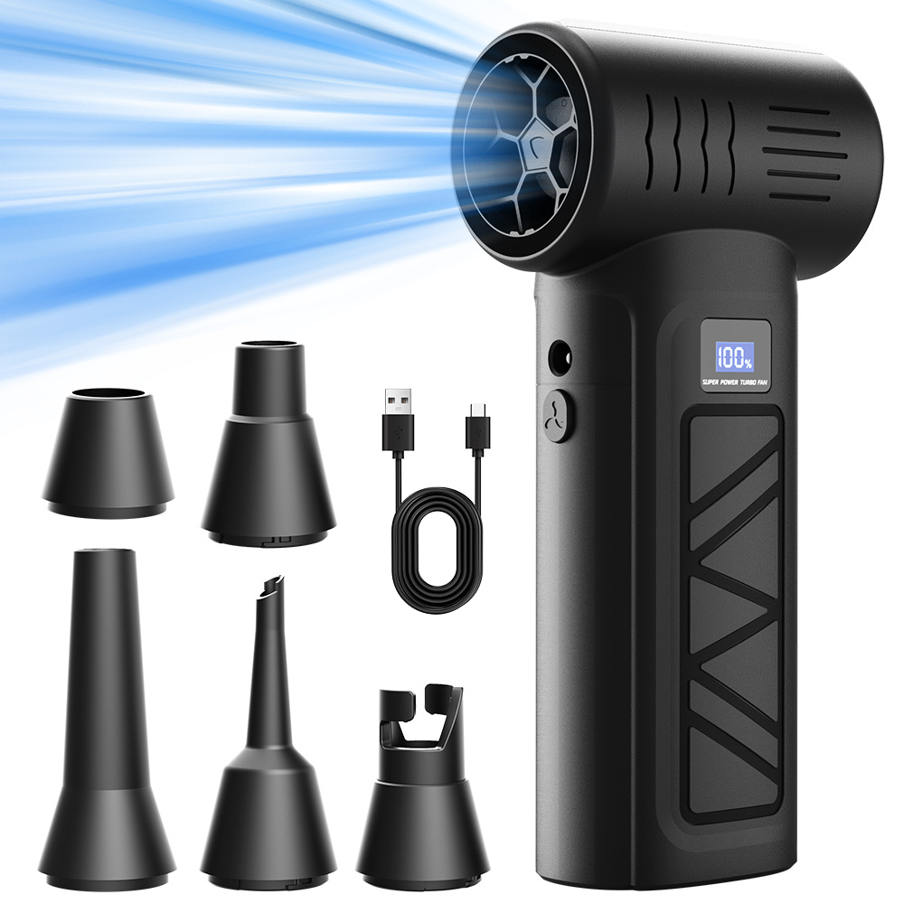 Image of Turbine Fan, Compressed Air Dust Remover, Multifunctional -one Blower/inflator/dust Remover, Suitable For Outdoor, Home, And Automotive Use