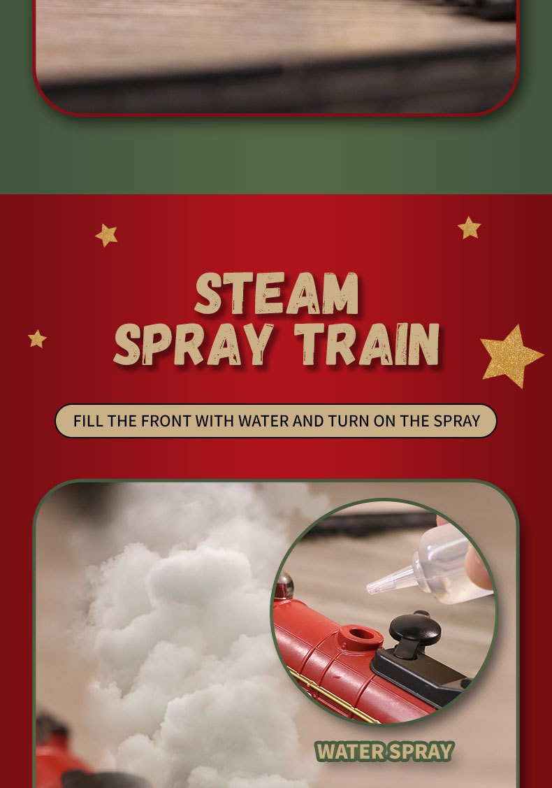 The 9064B-1 steam-powered remote-control Christmas train set comes with a remote control, lights, sound effects, and exquisite tracks. It is suitable for children aged 3 to 8 and above.