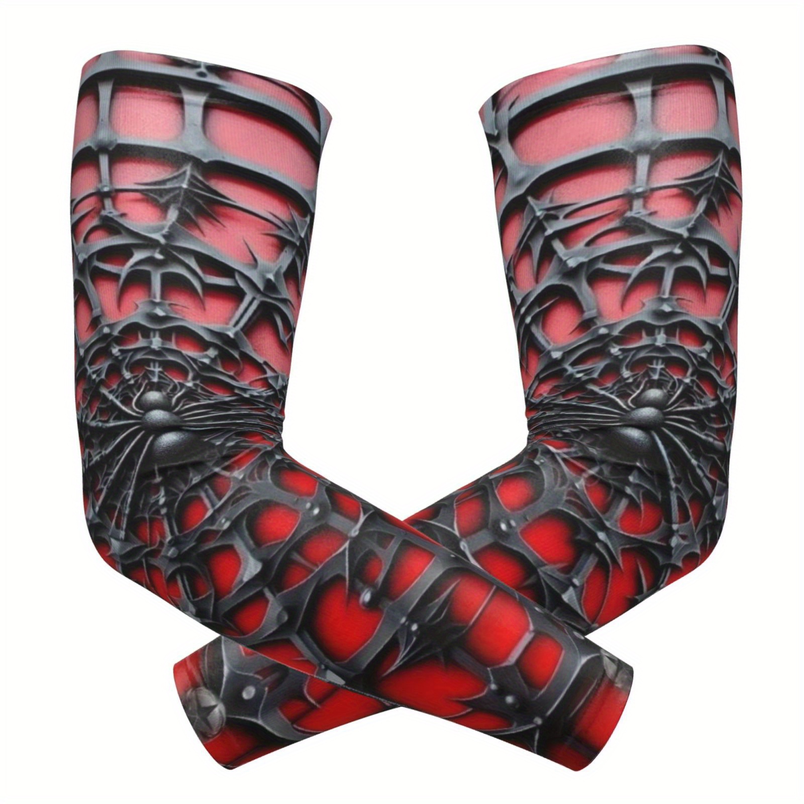TEMU A Pair Of Arm Sleeves Featuring A Cool, Dark Spider And Web Pattern, Exuding A Mysterious And Aura