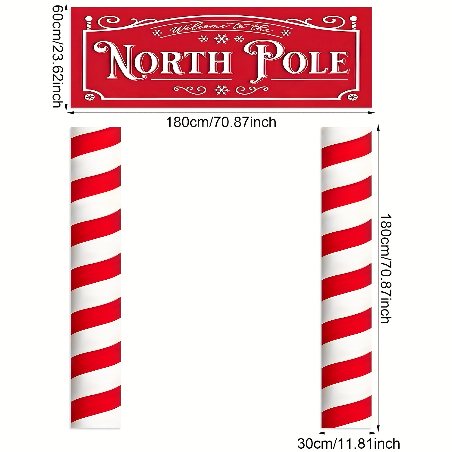 TEMU 1 Set, Christmas Theme Red Striped Column Pattern Backdrop, Holiday Decorations, Winter & New Year Party Decor, Festive Home Decor, Three-piece