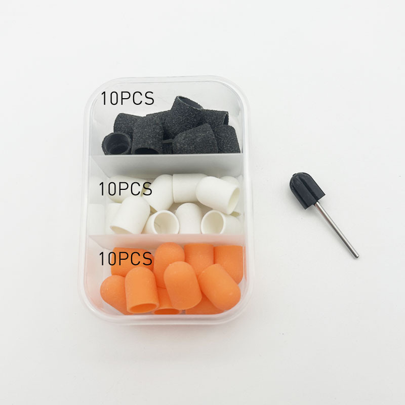 Image of 30pcs Sanding Band Set With Shaft, , 3 Grids, Nail Buffer Heads For Manicure Machine Replacement Tools, Pre- Manicure Buffers