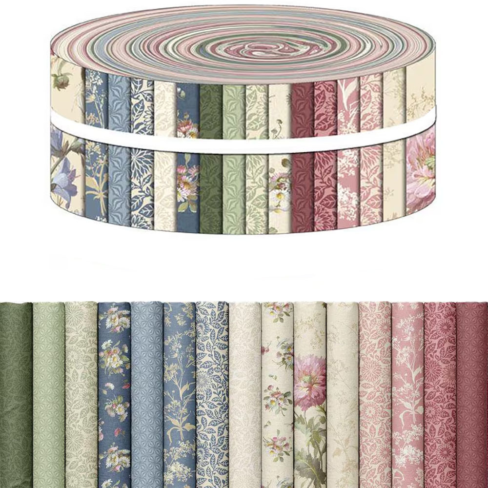 Image of 40pcs Vintage Floral Fabric Strips For Quilting, Crafting, And Sewing, 2.5x19.7 Inches Vintage Style, Pre-cut Strips, Used For Carpet Patches, Fabric Bundles, Quilting Projects, Crafts, Home Decor