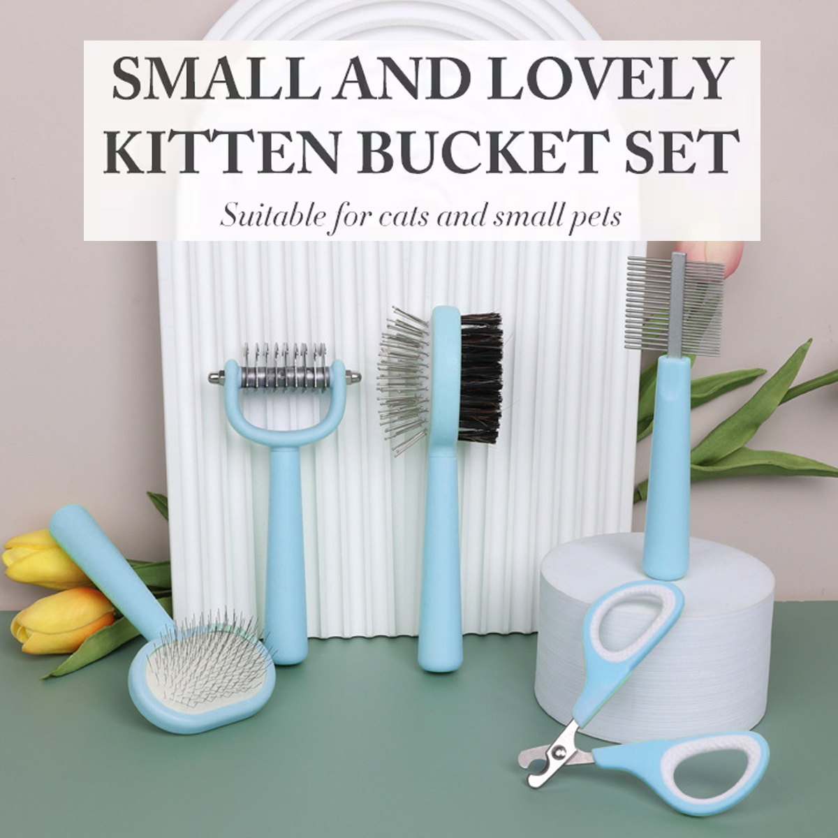 Essential Grooming Set for Small Pets Including a Comb, Brush, And Nail Clippers for Cats And Dogs