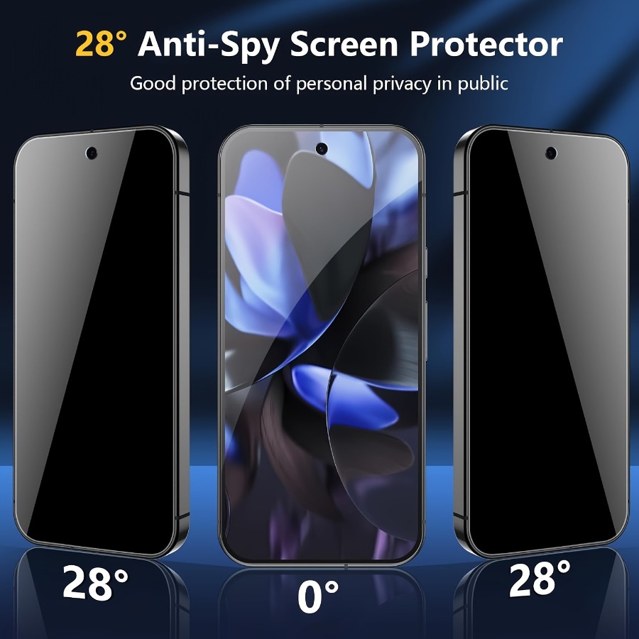 3pcs High Quality Anti-Peep Tempered Glass Screen Protector, Compatible with Google Pixel 7/7a/8/8a/8Pro/9/9a/9Pro/9Pro XL/10/10A/10Pro/10Pro XL Series, Fingerprint Unlock, Anti-Spy, Anti-Fingerprint, 3D Coverage, Precise Fit, Case Friendly