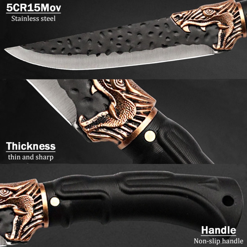 8pcs Stainless Steel Handmade Forged Chef Knife Professional Kitchen Multipurpose Knife Utility Knife Boning Knife Fish Knife Unique Knives Cutting Knife Vegetable Chopper for Kitchen Convenience Gifts for Men