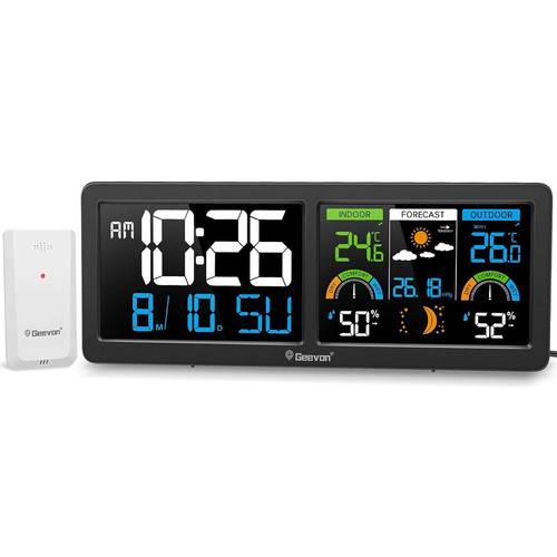wireless indoor outdoor thermometer hd color display digital temperature humidity monitor with barometer indicator adjustable backlight alarm clock free operation