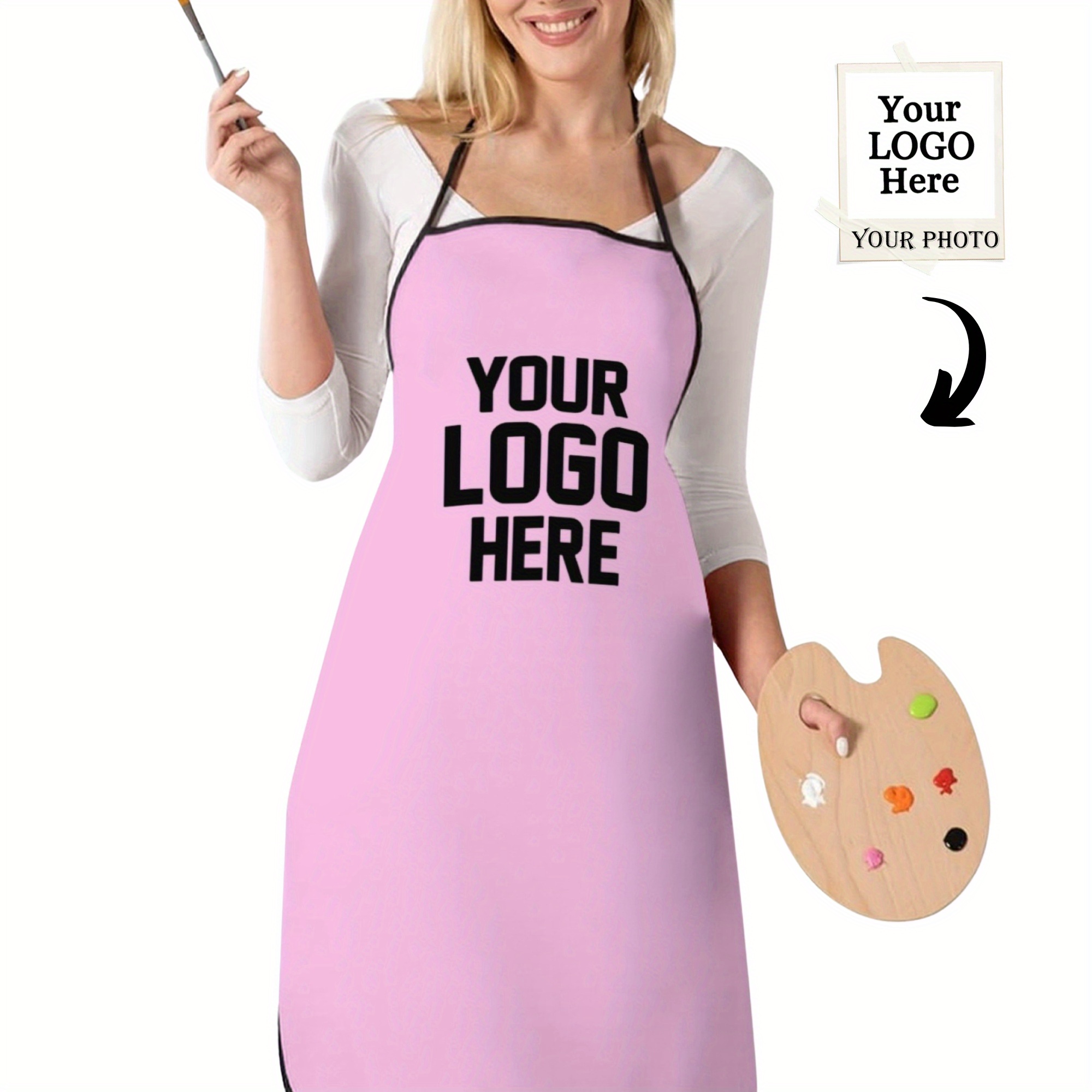 TEMU Customizable 1pc Personalized Photo Print Apron, An Ideal Gift For , Couples, Family, And Colleagues, 52x72cm - Durable Material, Suitable For