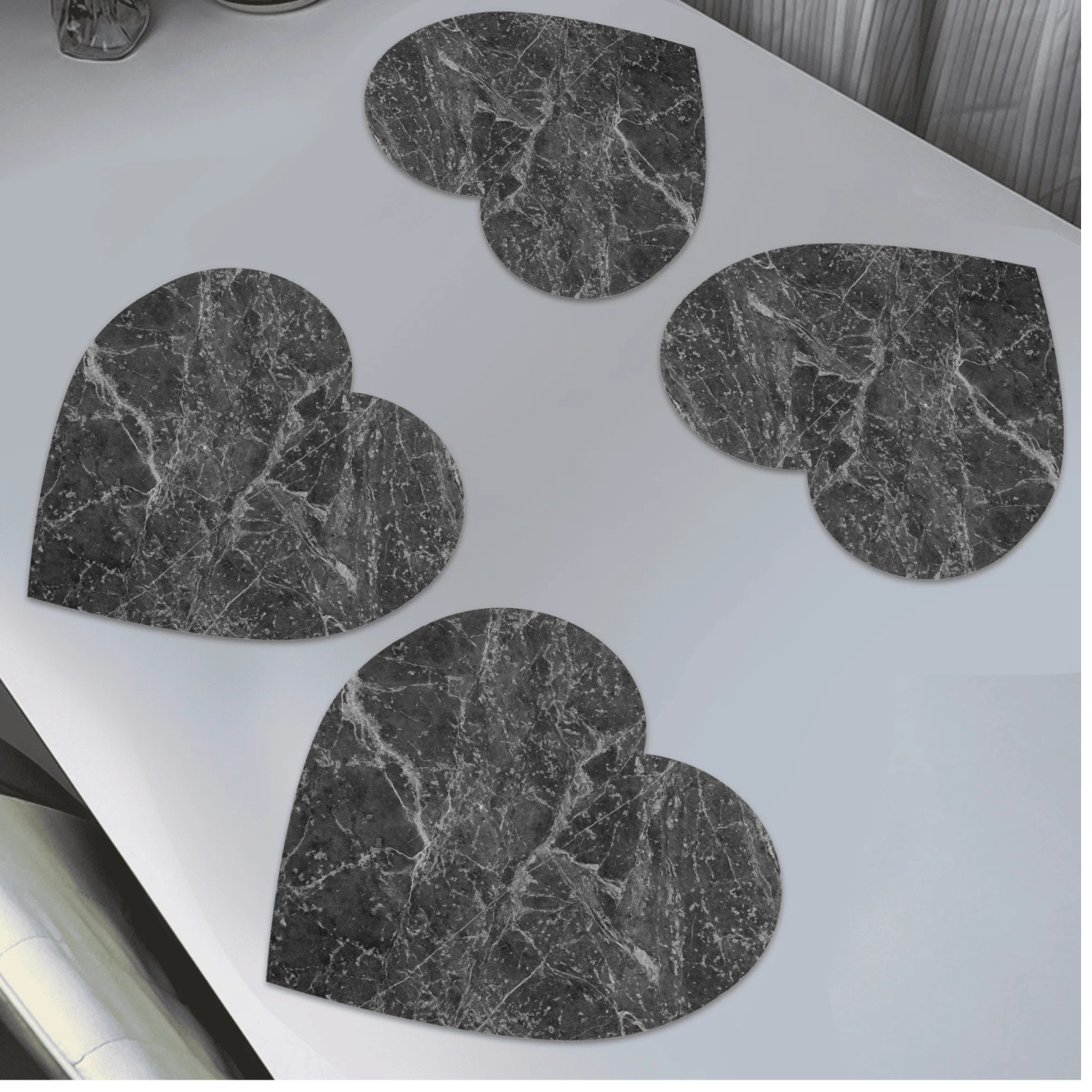 

4- -shaped Placemats, , , , Table For Kitchen, Dining, Banquet, 's Day Decor