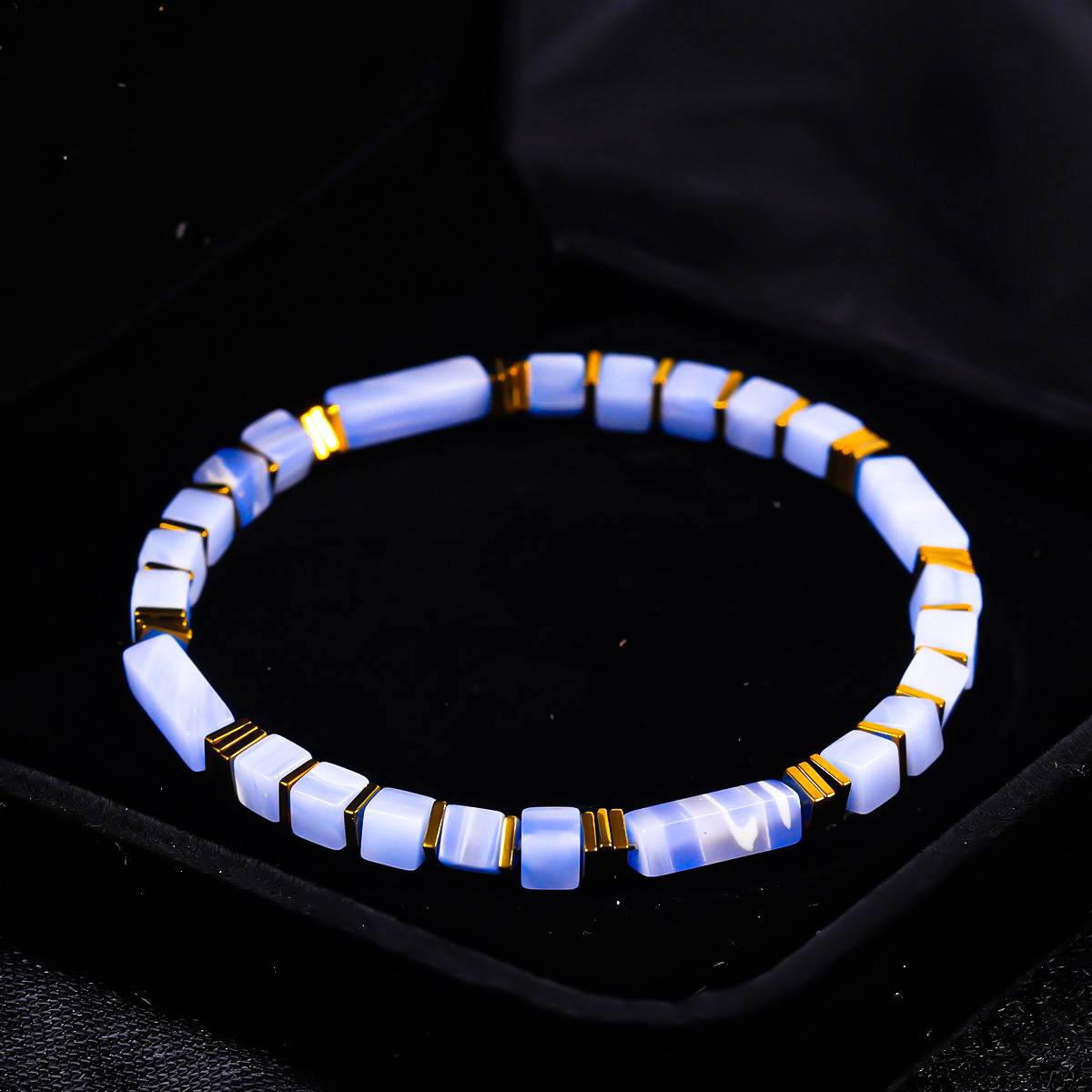 Natural Sodalite Beaded Bracelet, Wealth Attraction & Prosperity