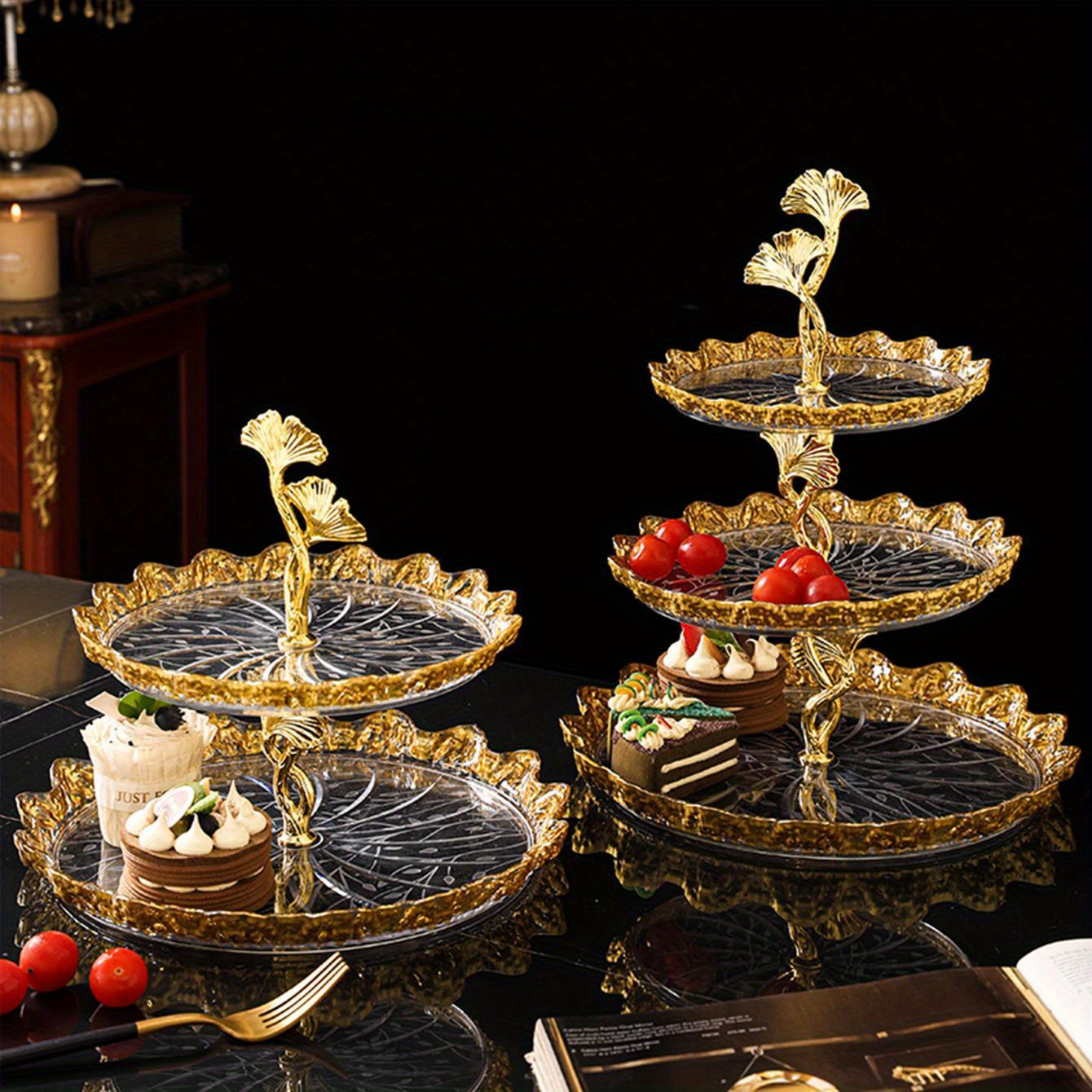 1pc plastic cake tray service tray, decorative tray Home breakfast tray suitable for family, party, restaurant, picnic wedding celebrations, party service tray