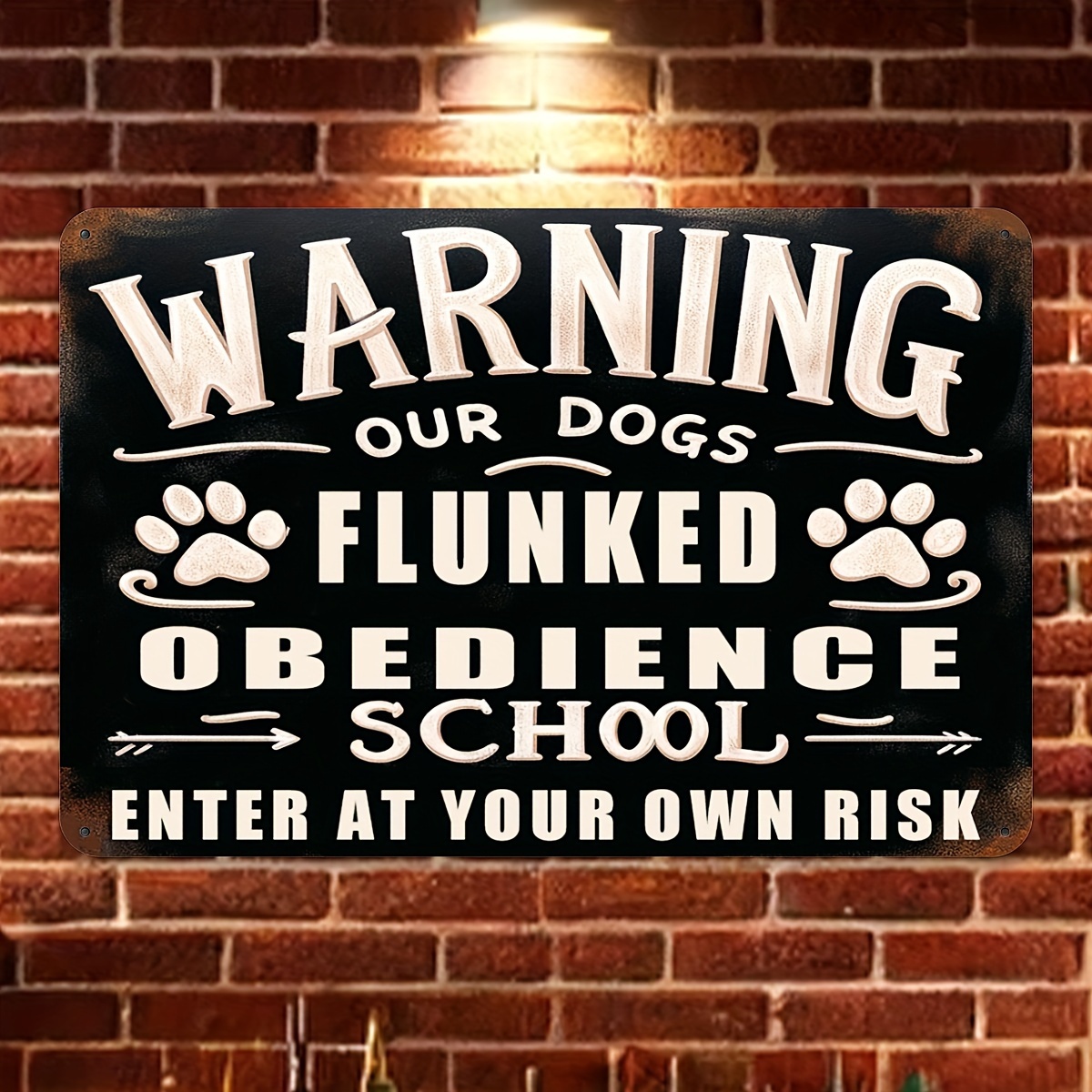 TEMU 1 Retro Humorous Dog Warning Sign "warning: Is Naughty, Enter At Your Own " With - Rustic Wooden Wall Decor For Home, Garden - Reusable Sign,