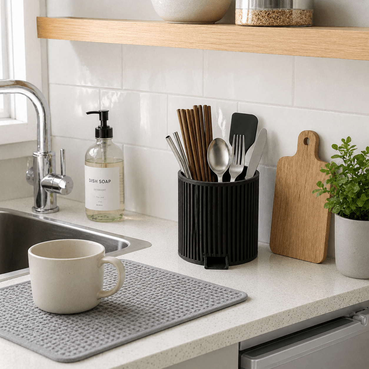 TEMU 3d Printed Draining Cup With Chopstick Holder, Kitchen Countertop Utensil Organizer, Stylish Chopstick Rack And Drainer, Suitable For Storing