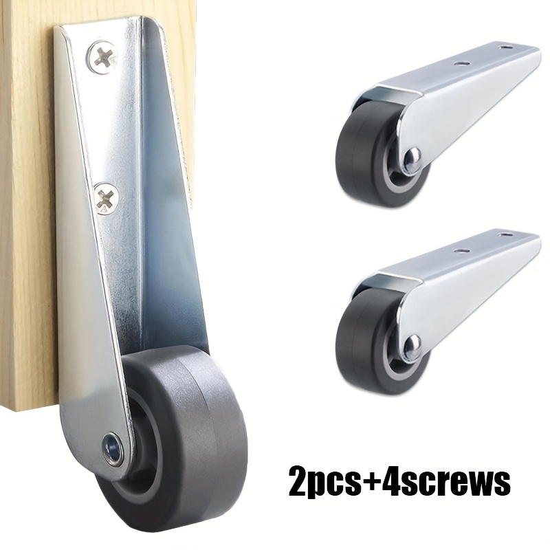 TEMU 2 roulettes de porte robustes en métal avec rotation antidérapante et à roulement silencieux - Surface métallique mate, avec accessoires de