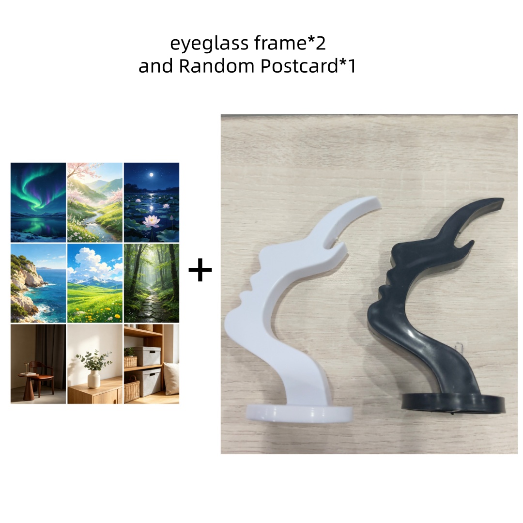 TEMU 2pcs Modern Curved Eyeglass Frame | Elegant Facial Side Eyeglass Holder, Minimalist Black And White Solid , Desktop Decoration, Suitable For